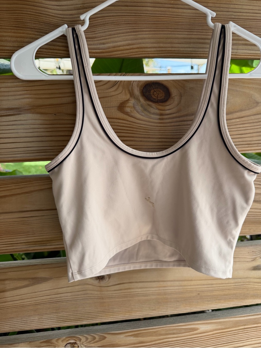 JoyLab Beige Cropped Tank with Black Trim - Picture 2 of 4